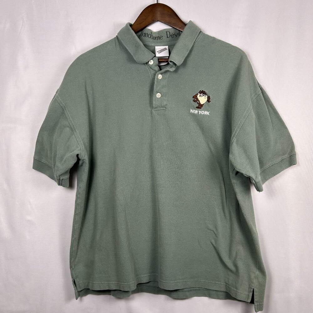 Vintage Warner Bros Golf Polo Tazmanian Devil GUC Embroidered Cotton Mens XL